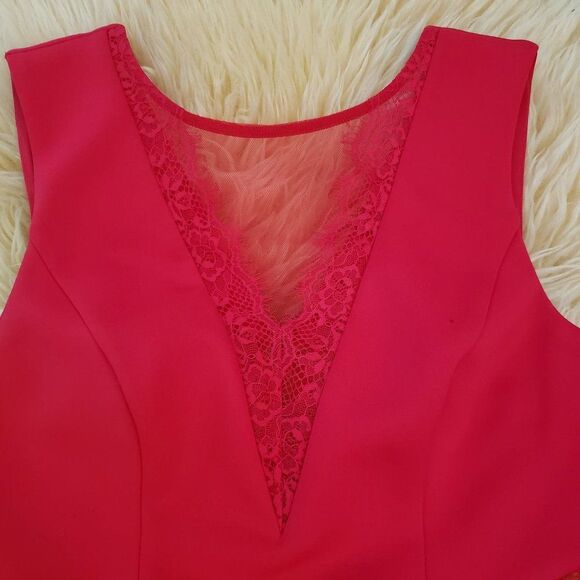 Guess Red Cocktail Mini Dress Mesh V neck Backless size 4 - Picture 6 of 10